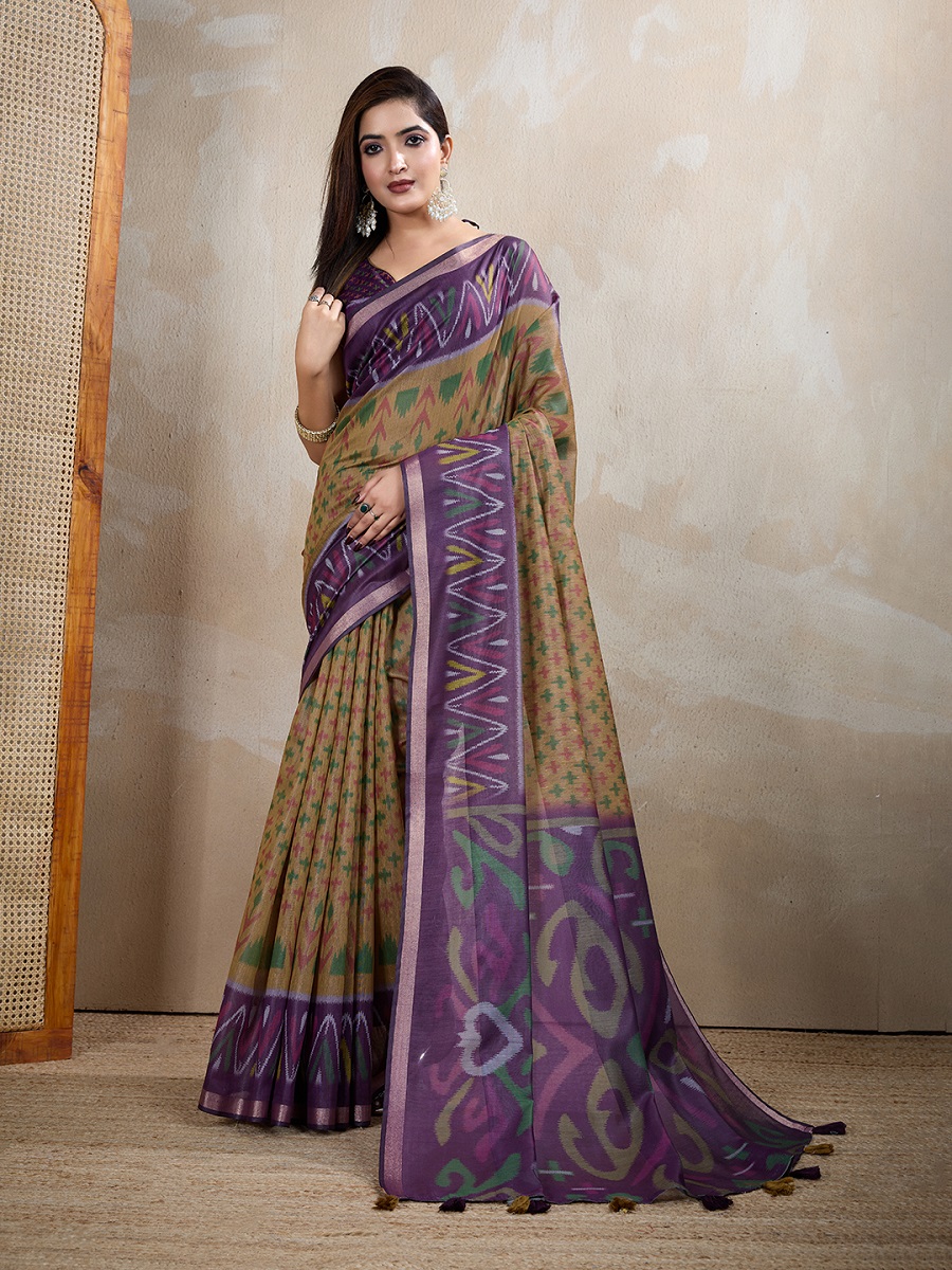 Chanderi Digital Print Saree With Unstiched Blouse Piece