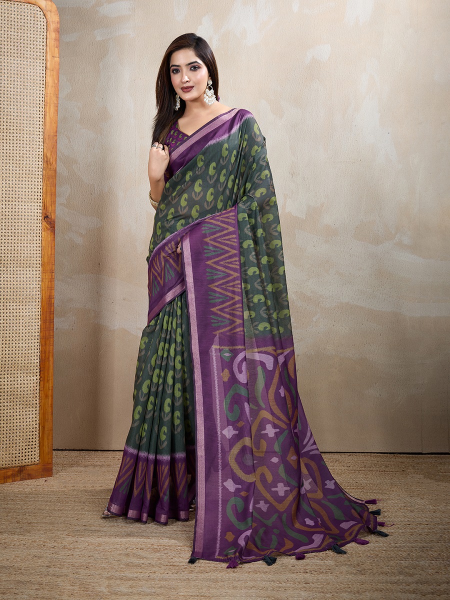 Chanderi Digital Print Saree With Unstiched Blouse Piece