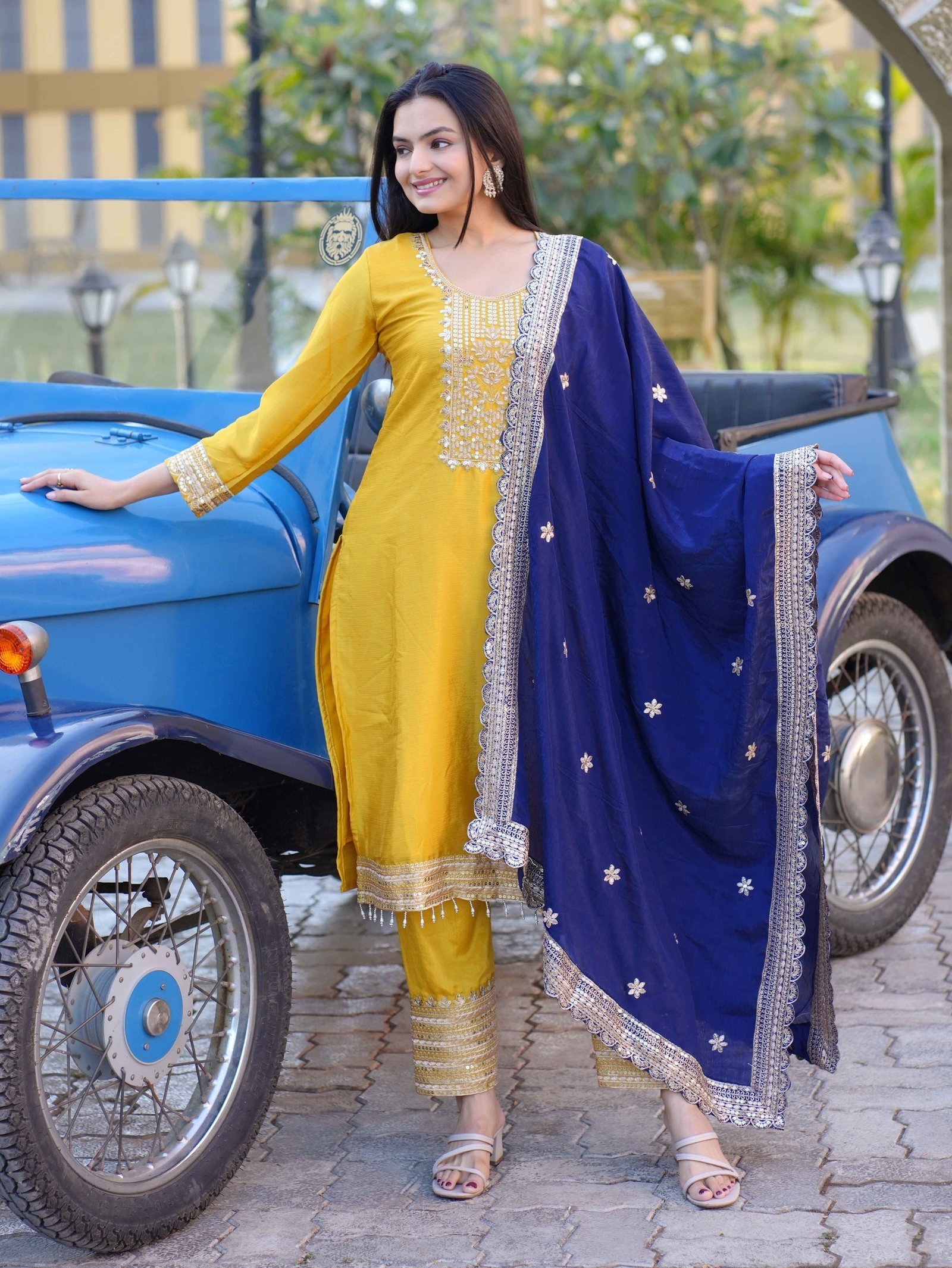 Avantini Women's Red Rangoli Sequence Straight Kurta Lehenga With Dupatta