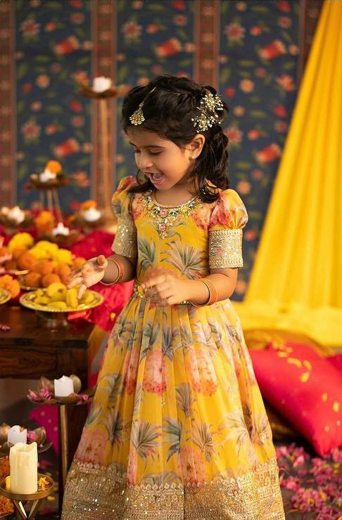Girl's Faux Georgette Digital Print Anarkali Gown With Dupatta
